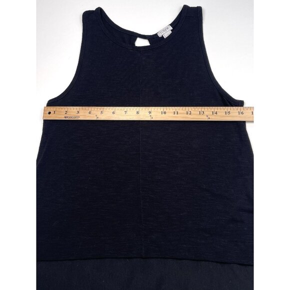 J.CREW Womens SMALL Black Lagenlook Knit TANK TOP Keyhole Relaxed Boho J1050 EUC - Picture 3 of 7